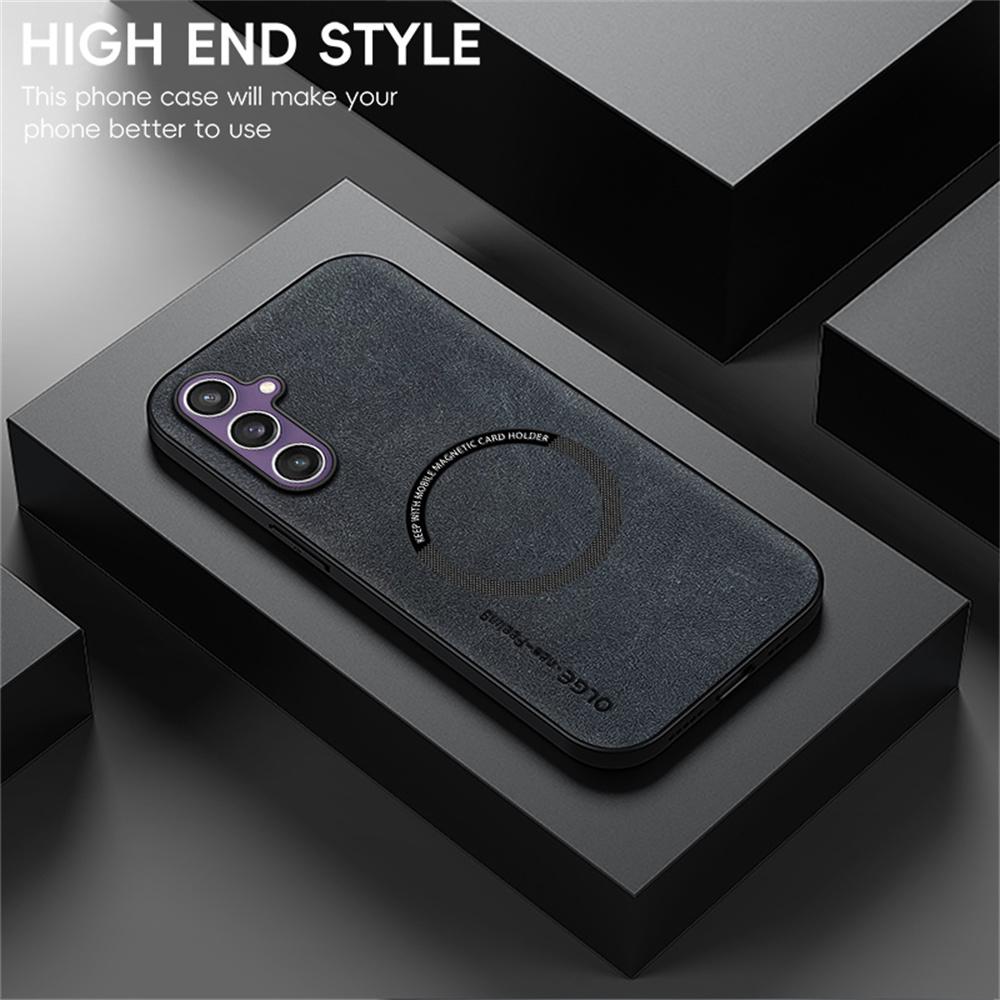 WANLONFENG YBP Series For Samsung Galaxy S24+ Magnetic Case with Tempered Glass Film PU+TPU Phone Cover Large Cutout