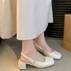 Fashion Square Heel Sandals Women's Fashion Square Head Shallow Mouth Glitter Thin Belt Anti-slip and Wear Heel Shoes
