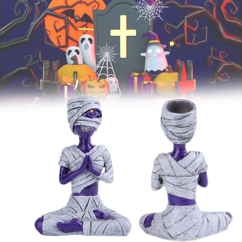 Halloween Lila Mumie Tischdekoration Mit Einzigartigem Harz-Skelett-Design Für Festliche Eleganz