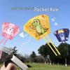 Portable Kids' Cartoon Pocket Kite – Foldable, Easy-to-Fly, Boneless Design for Light Breezes and Outdoor Fun