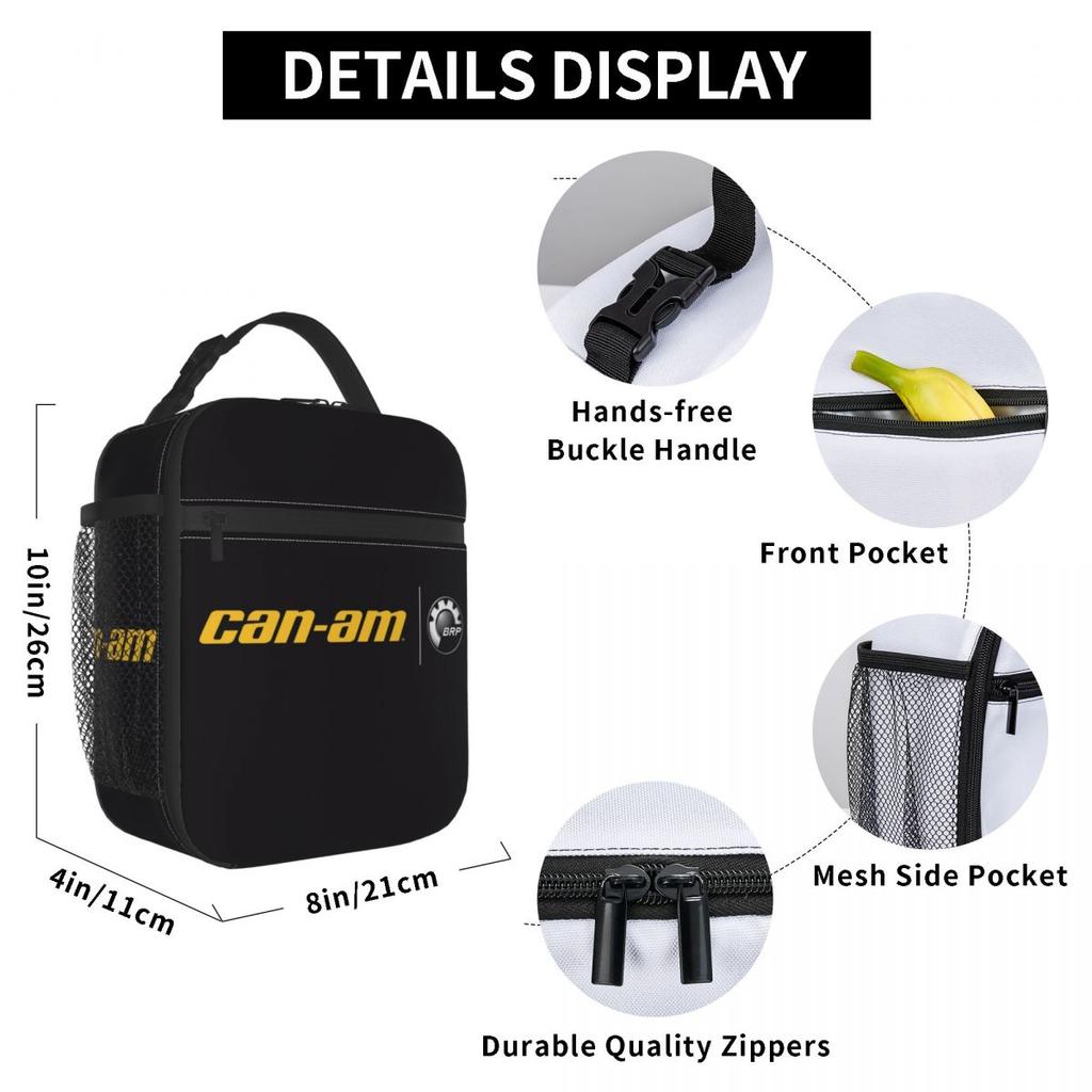 Can-Am BRP Motorrad Isolierte Lunchtasche für Damen Kinder Tragbare Lebensmittelboxen Thermische Lunchbox Tragetasche