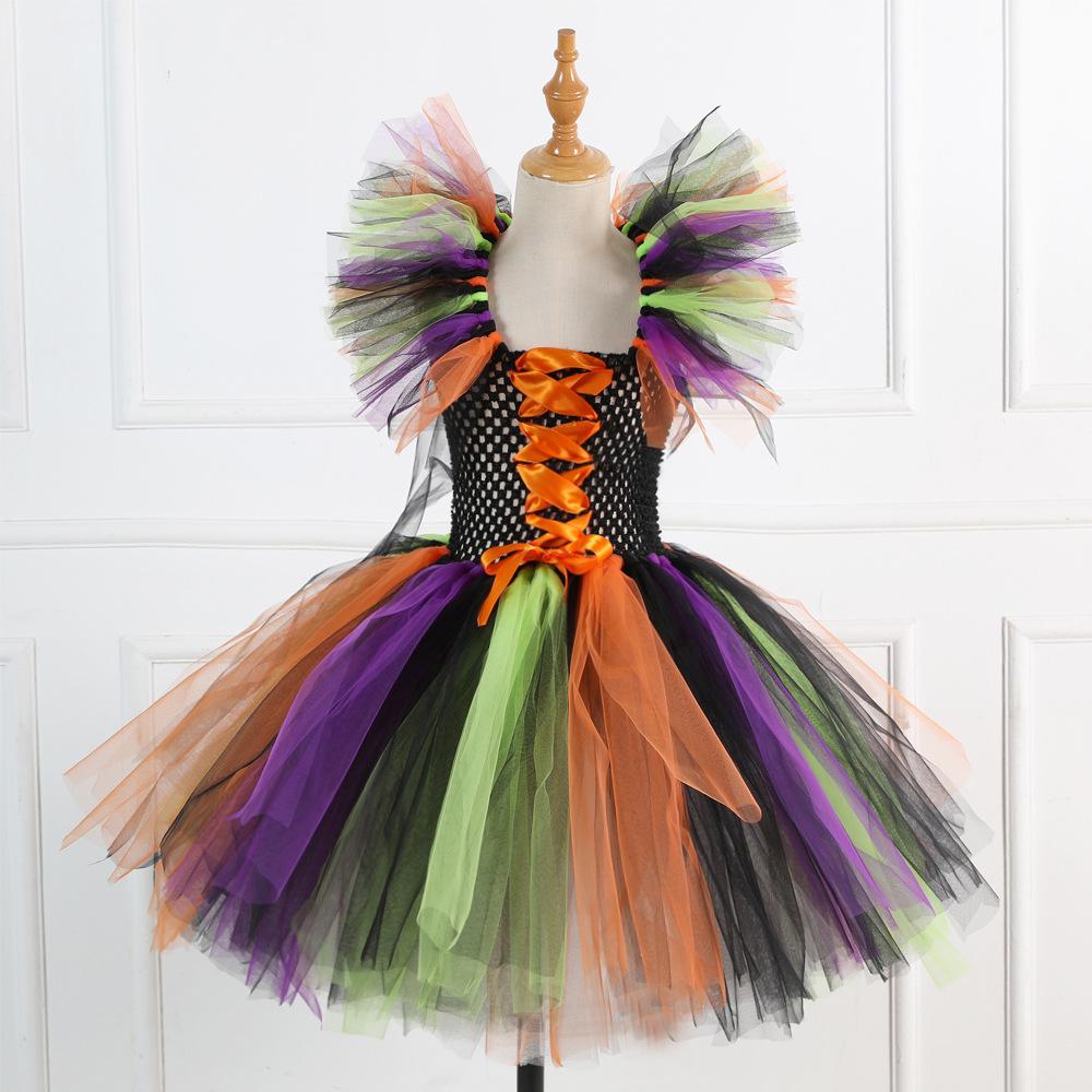 

2025 Trending Kids Witch Tutu Halloween Masquerade Costume Skirt 10-12 Years