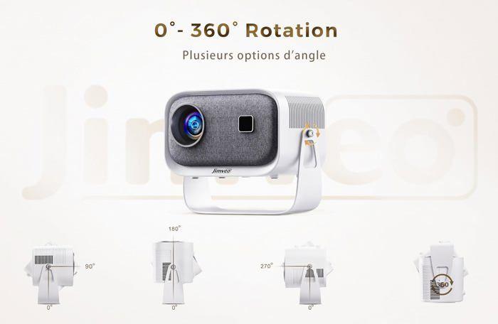 BAZARLAND30 Videoprojecteur Jimveo 360°Rotating Projecteur Portable 13000L FHD1080P WiFi6 Bluetooth HomeCinéma 4K
