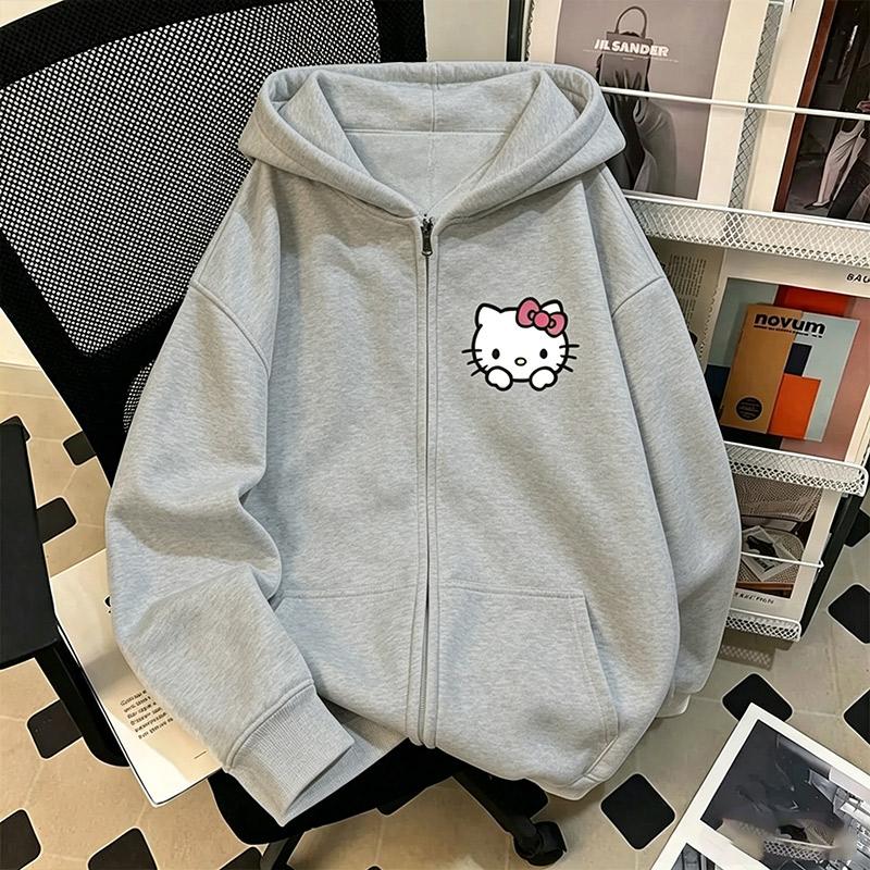 Thin jacket spring kitten girls Zip Up Hoodie cute kawaii Harajuku style Kid Streetwear Childrens Hoodie Zipper Sweatshirt Girls Boys Hoody
