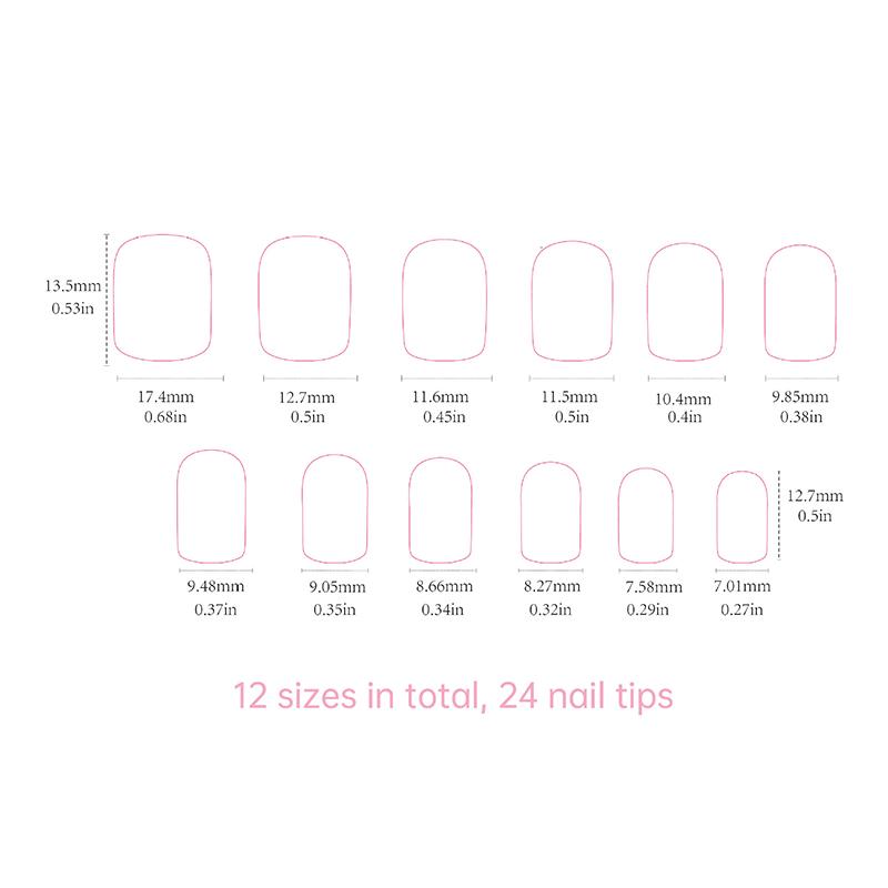 24Pcs Lilac Glitter Short Square False Nails W Jelly Adhesive Detachable Fake Fingernails Full Cover Artificial Press On Nails