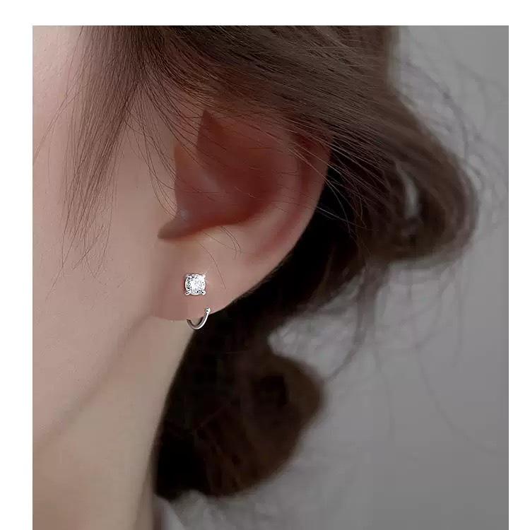 S999 Sterling Silver Zirconia Diamond Ear Hooks for Women – Elegant, Lightweight, High-End Ear Cartilage Studs with Sophisticated Design