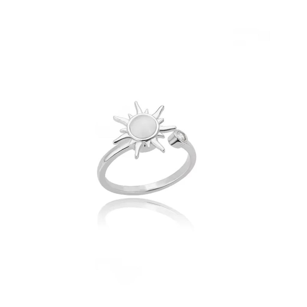 Geometric Sunflower Rotatable Ring, Niche Design Versatile With Adjustable Opening Ring