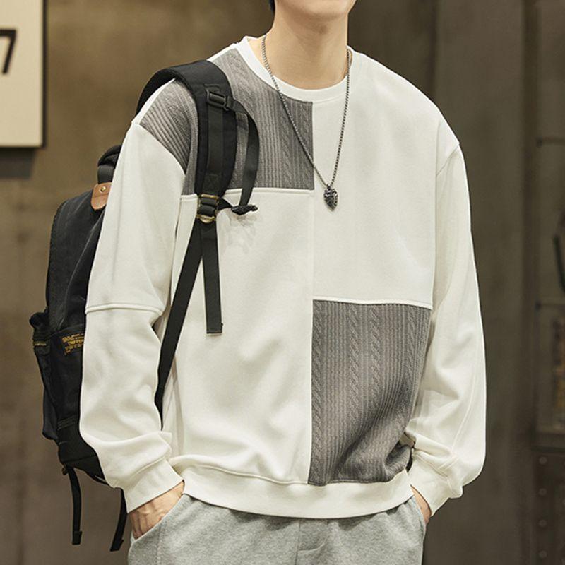 

2025 Осень Новая Мужская Толстовка Пуловер Без Капюшона Американский Ретро Хай Стрит Топ Трендовый Свободный Топ с Круглым Вырезом M белый