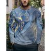 Autumn Casual Men's Long Sleeve T-Shirt Men's Fashion Tops Gradient Pattern Tees Crew Neck T-Shirt Outdoor Daily Clothes for Men