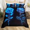 Blue Rose Digital Printed Duvet Set Three-Piece Valentine'S Day Gift Suitable For Bedroom Decoration Bedding