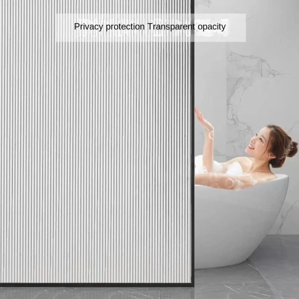 Reeded Glass Window Privacy Film Opaque UV Protection Static Shading Stripe Decorative Window Film Anti-peep