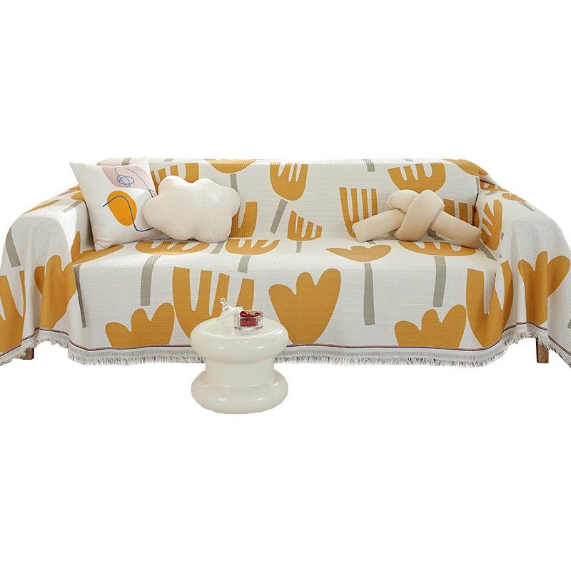 Waffle printed sofa towel Nordic ins cover cloth full cover sofa cushion cover cover blanket single three people all seasons