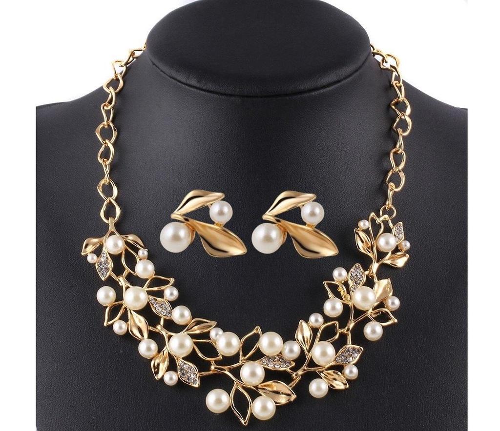 18k Gold & Silver Plated Pearl Jewellery Set | Latest Stylish Design Fancy Traditional Necklace Sets