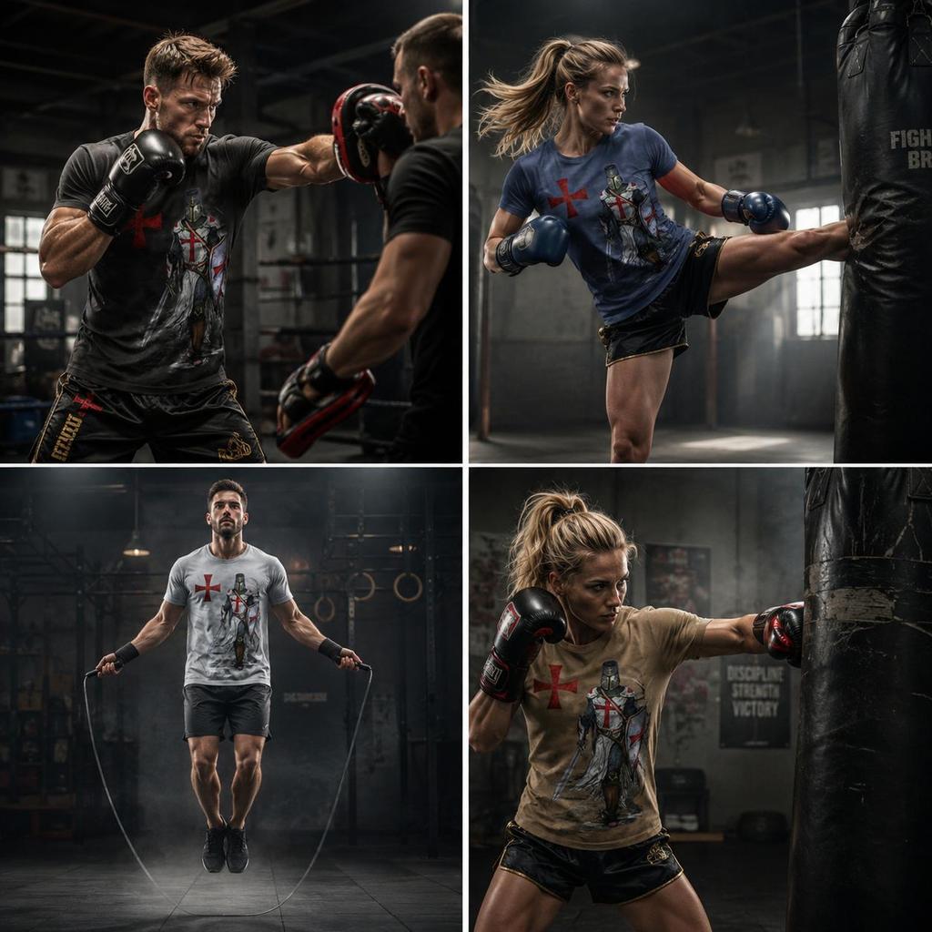 United Kingdom England British UK Templar Knight Warrior Boxing Muay Thai MMA T-shirt National Flag 3D Print Training Retro Fitness Sport Workout