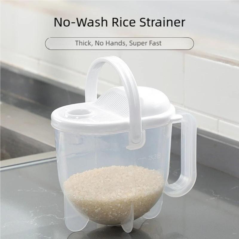 Plastic Grains Cleaner Washer with Handle Kitchen Rice Washing Bowl Strainer Rinser for Home Cooks with Beans Pastas