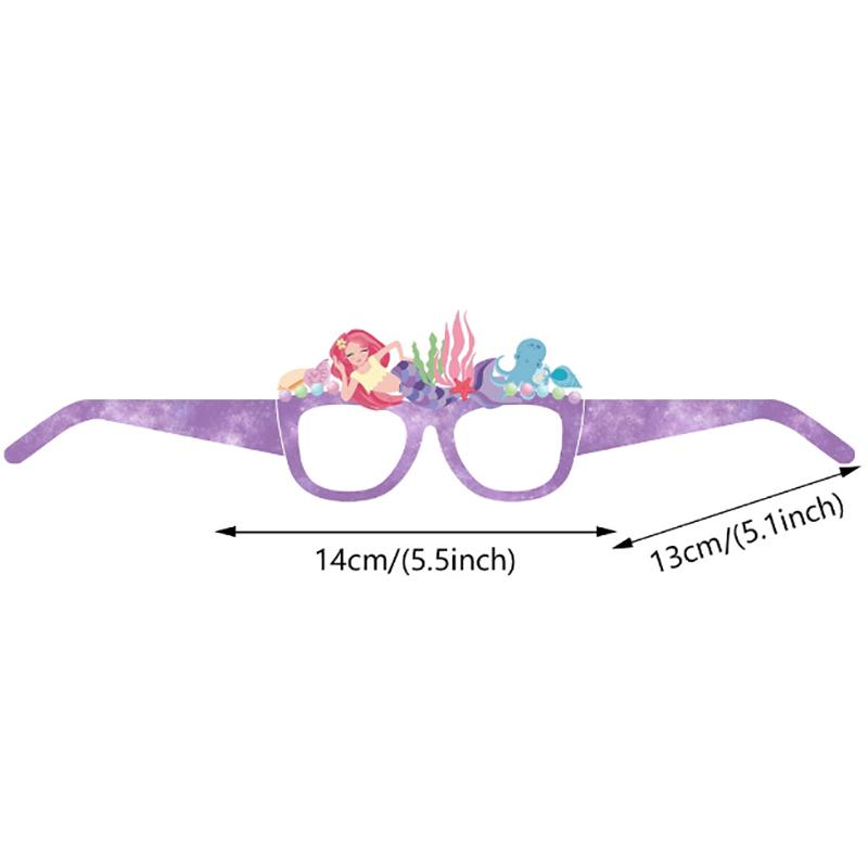 12Pcs Mermaid Party Paper Glasses Frame Cartoon Mermaid Glasses Children'S Birthday Party Gift Underwater Theme Party Supplies