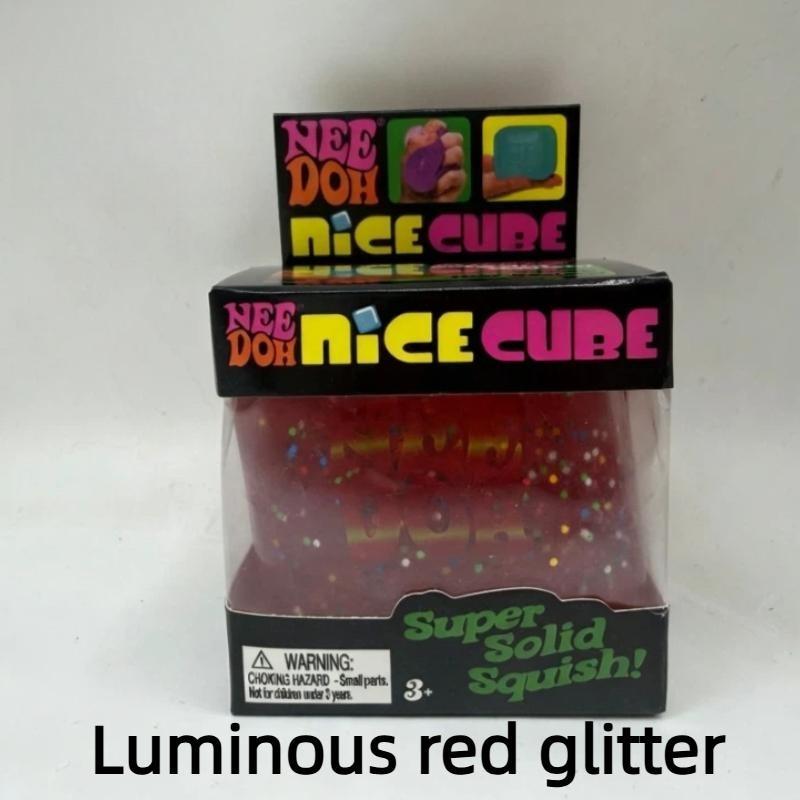 Neuer Schylling Needoh Nice Cube Squishy Stressball Leuchtet im Dunkeln Langsamer Rückprall Sensorisches Glitzer Druckentlastung für Erwachsene Geschenke