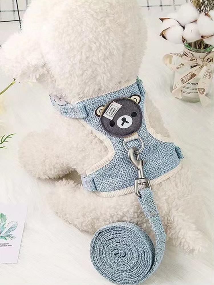 Dog and Cat Traction Rope Winnie the Pooh Chest Traction Rope Cat and Dog Walking Small Dog Teddy Vest Chest Harness