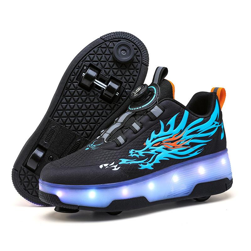 Original head manufacturer four-wheel runaway shoes for boys, students, pulleys with brakes, flight shoes, fashion hidden skates for girls