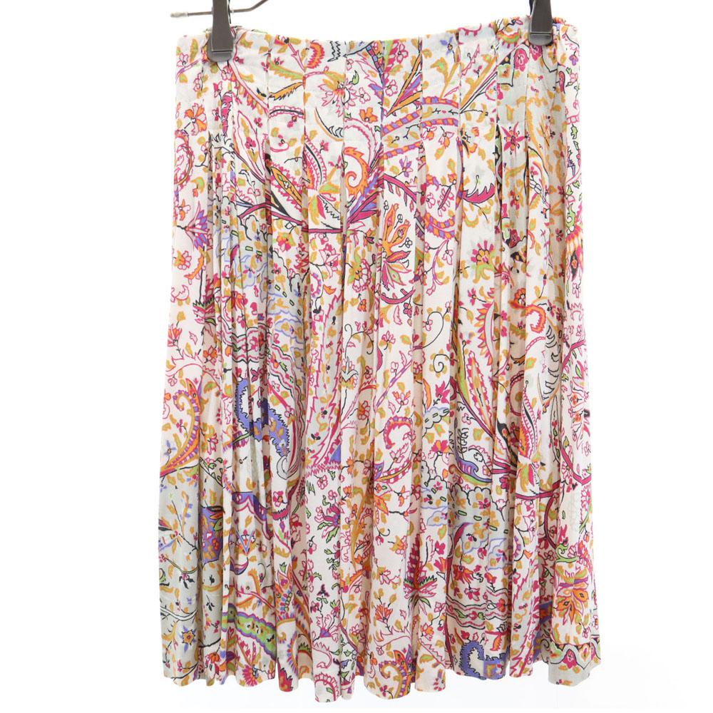 Etro Made In Italy Overall Handle Midi Length Pleated Skirt Waist Rubber Women Used