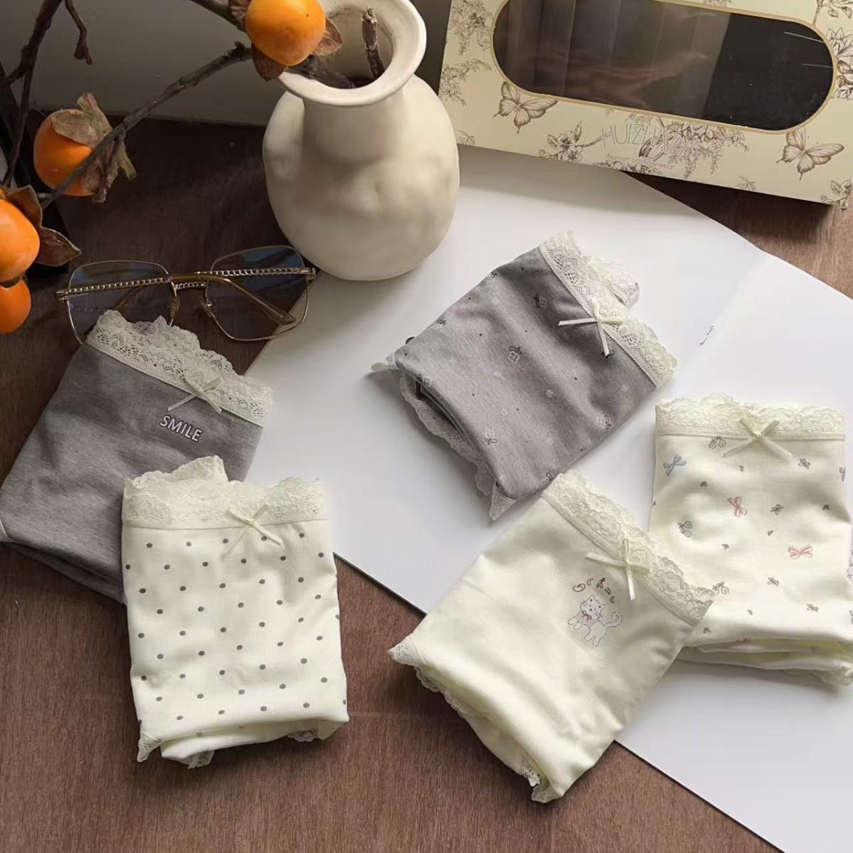 Spring/Summer Floral Mid-Waist Women s Modal Lace Panties One size