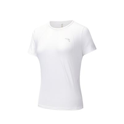 Comfortable Simple Versatile Solid Color Round Neck Breathable Sports Short Sleeve T-Shirt Women Tops Pure-White 162535105-2