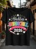 Primary School Graduation 2026 Lettering With Floral Wreath Banner Diploma And Colorful Cheerful School Unisex All TShirt