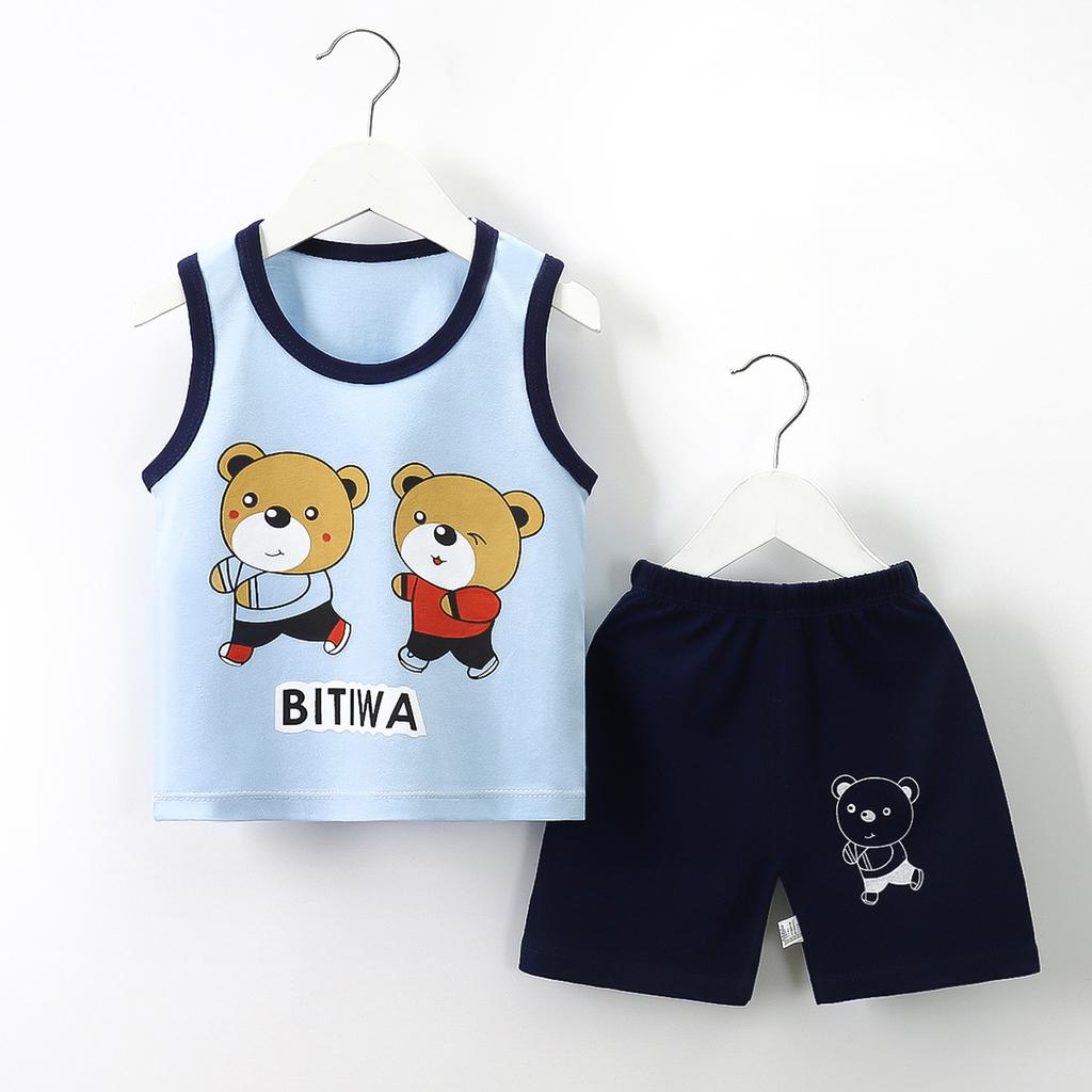 Children Sets Kids Clothes Boys Girls Vest Suit Summer Children's Clothing Baby Cotton T-Shirts Shorts Tank Top Sleeveless