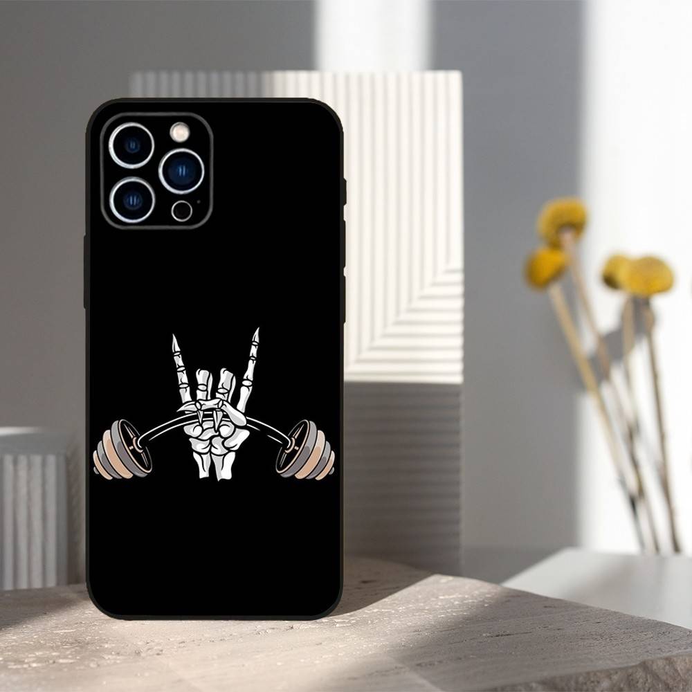 Fitness Art Bodybuilding Phone Case For iPhone 16,15,14,13,12,11 Plus,Pro Max,XS,X,XR,SE,Mini,8,7,Soft Silicone Black Cover
