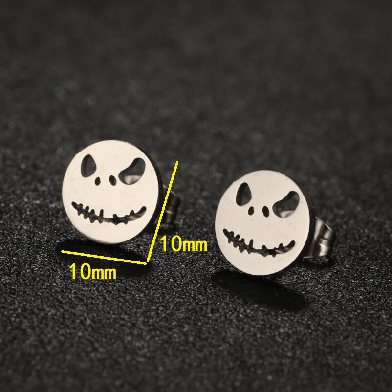 Cute Cartoon Black Minimalist Earrings Stud For Women Stainless Steel Monster Ghost Gothic Halloween Earrings Zircon Gifts