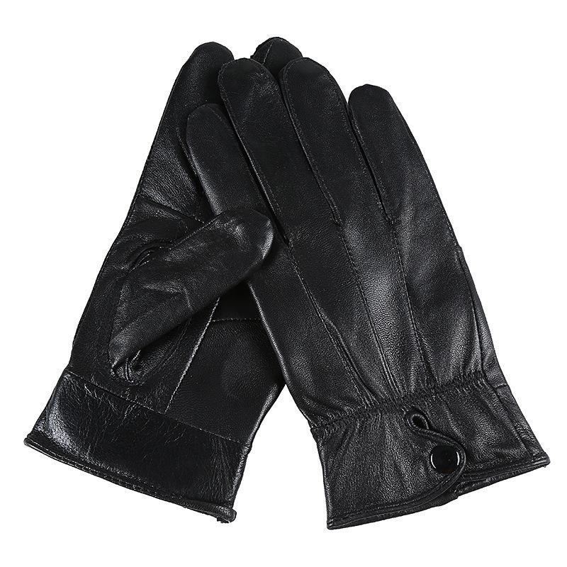 1Pair Men'S Pu Leather Winter Autumn Driving Keep Warm Gloves Fleece Tactical Gloves Black Outdoor Sports Waterproof Mitten