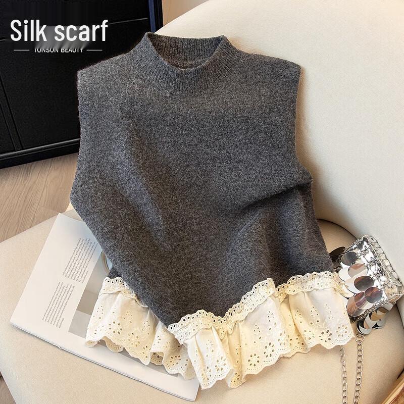 

Женский свободный жилет Siboshe с полувысоким воротником, цветной блочный пэчворк M