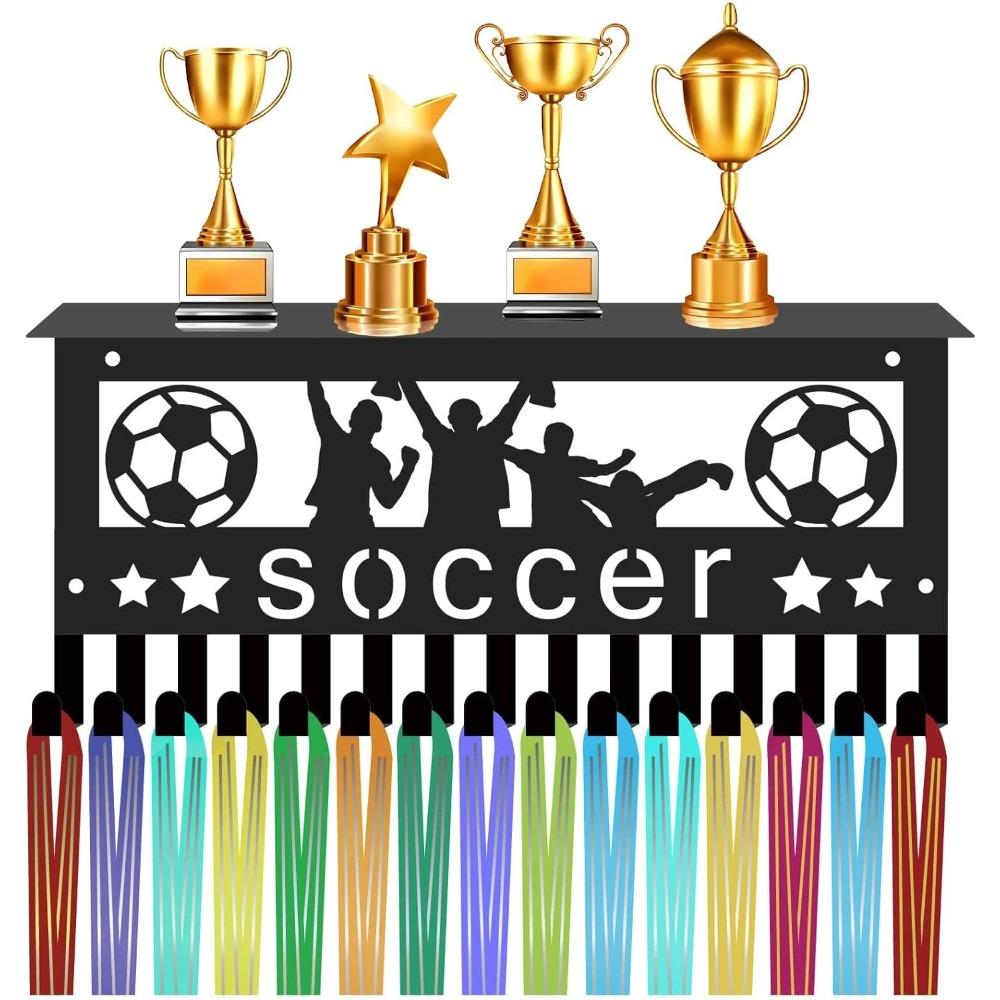 Swimming Medal Hanger Display with Shelf, Trophy Medal Holder Rack Iron Wall Mount Decor Metal Organizer for Hanging Medals Swimmer 11.8 X 5.1 Inch