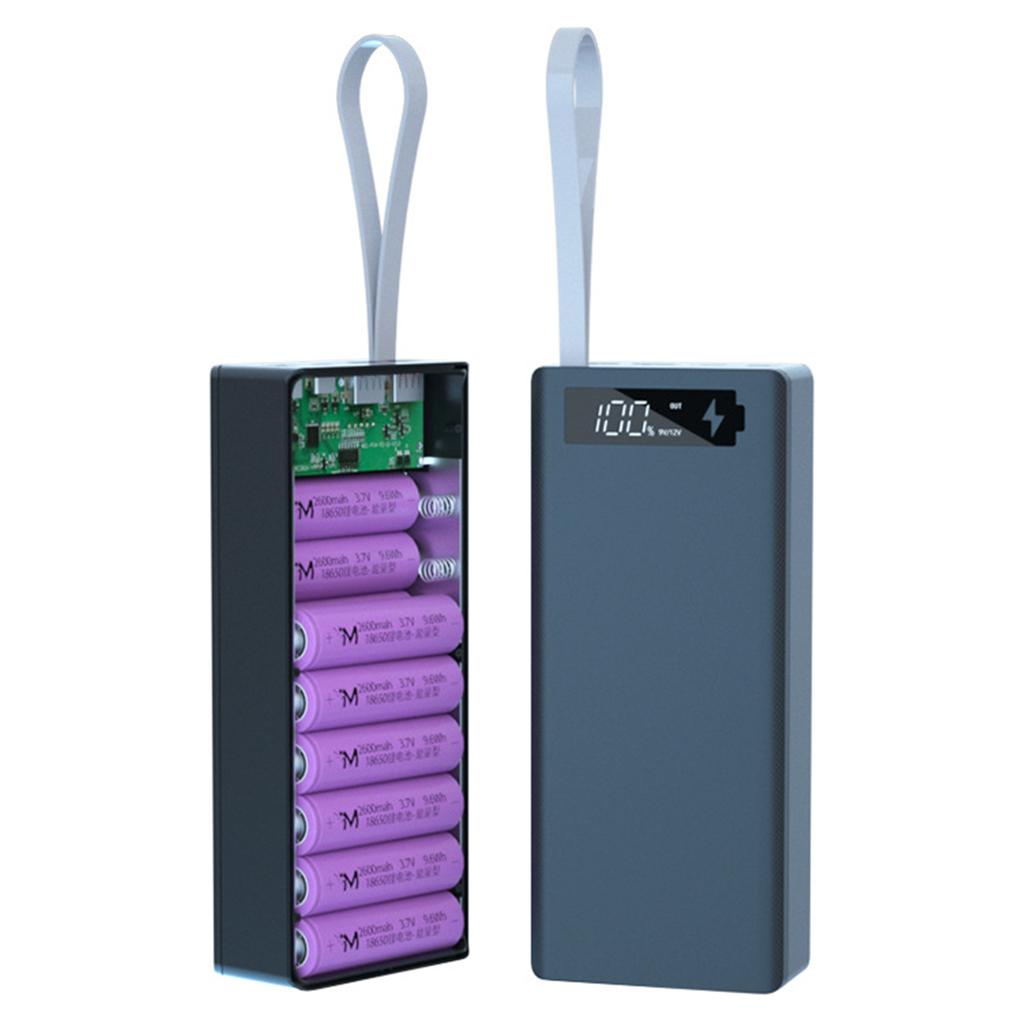 Detachable LCD Display DIY 16x18650 Battery for Case Power Bank for Shell External Box without Battery 5W Wireless Charg