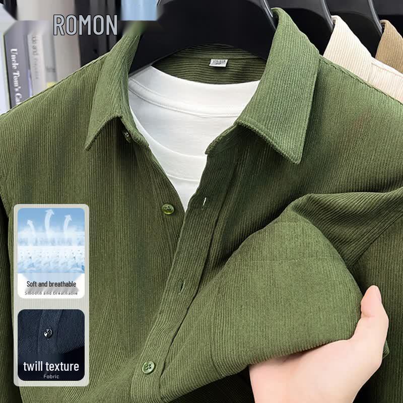ROMON Men s Casual Long Sleeve Shirt XL/41 темно-зеленого