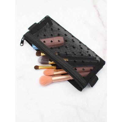 1 Stück Schwarzes Netz Liebe Transparent Make-up Pinsel Lippenstift Make-up Aufbewahrungstasche Make-up Reise Kosmetikorganizer Klar Essentials Geschenke Aufbewahrung