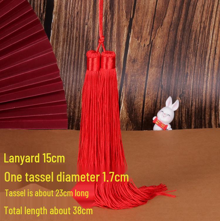 Красный китайский узел с двойной кисточкой, подвеска-фонарик - Древний стиль, иероглиф Фу, вышивка крестом, домашний декор