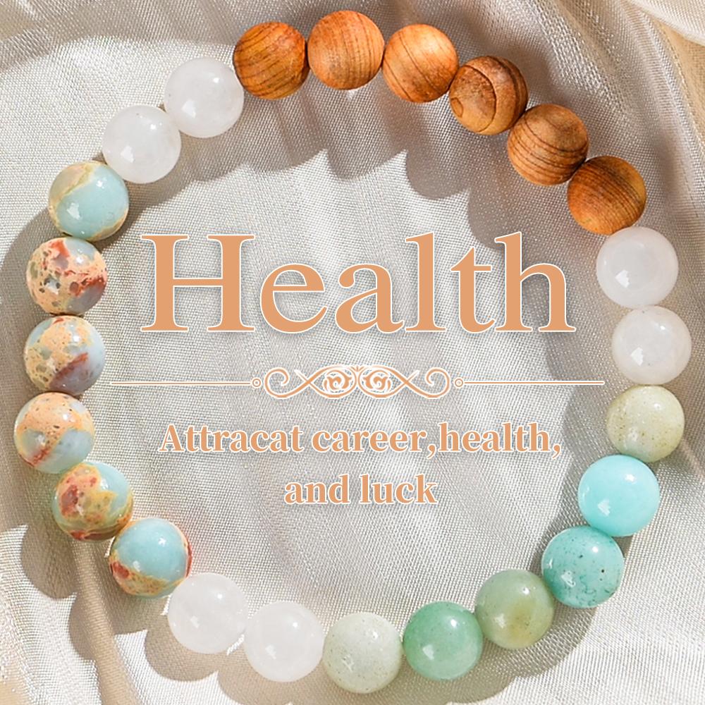 1 Piece Aura Quartz and Ocean Sediment Beaded Bracelet - Unisex - Homeopathic Crystal Zircon - Brings Abundance - Prosperity