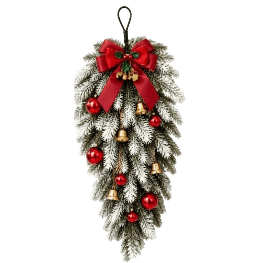 Plastic Norfolk Pine Garland Red Bow Holiday Wreath Set Luxury Set Christmas Decor Set Winter