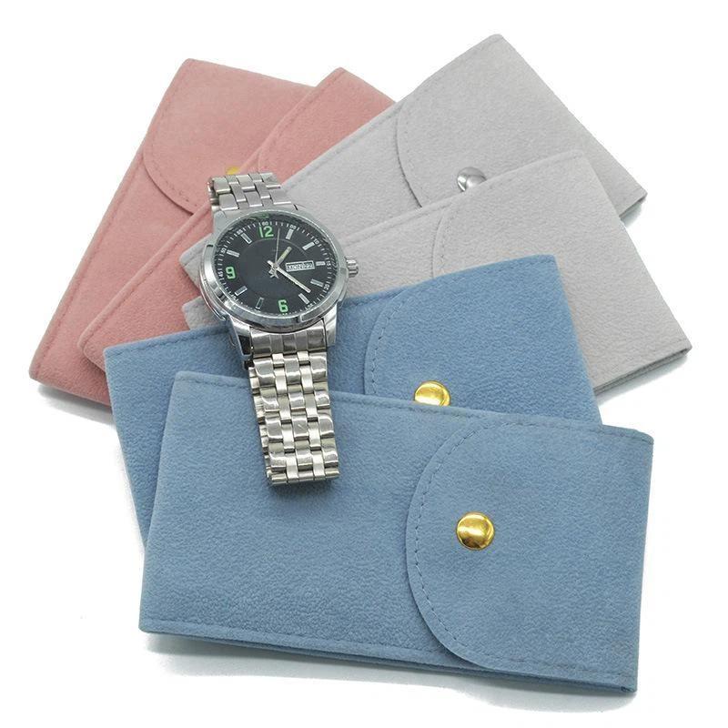 Velvet Watch Protective Pouch Soft Scratch Proof Lining Snap Closure for Travel Outdoor Daily Use