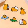 6pcs Cute Cartoon Capybara Enamel Brooch Creative Animal Duck Alloy Lapel Pin Badge Backpack Clothing Hat Accessories