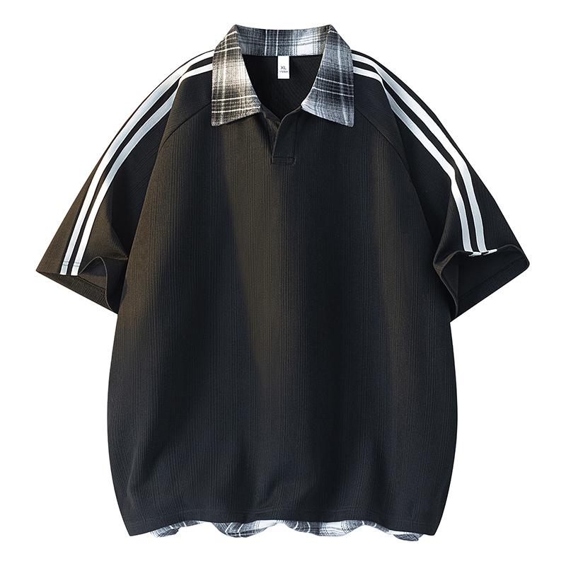 Summer Short-sleeved T-shirt Shirt Color Block Men's POLO Shirt