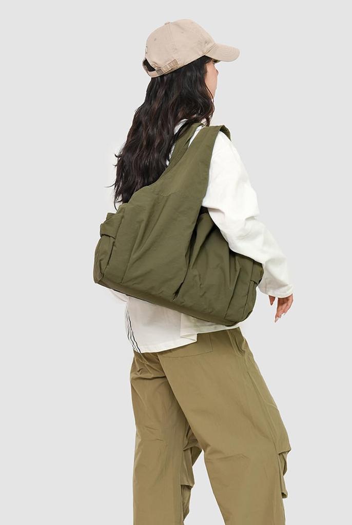 Cedar Eight Women's Multifunctional Nylon Shoulder Bag, Large Capacity, Lightweight, Perfect for Commuting, School, and More, with Side Pockets,