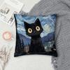 Van Gogh Starry Sky Cat Pillow Case Sofa Decorative Home Double-sided Print Plush Square Throw Pillow Covers Cushion Decor Cover