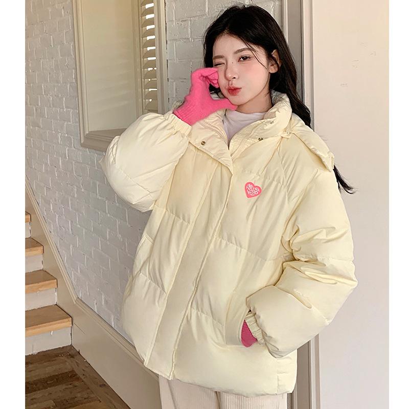 

Short thickened down cotton clothes women s new winter loose sweet cute cotton clothes bread clothes coat S жёлтый