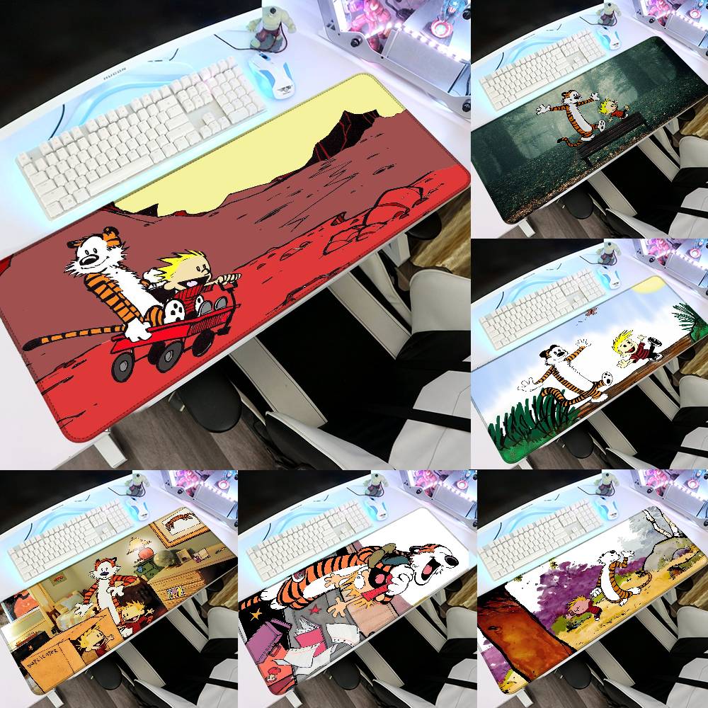 Comic C-Calvin And H-Hobbes Mouse Pad Rubber Thicken Overlock Gaming Table Mat Office Computer Keyboard Pad PC Mousepad