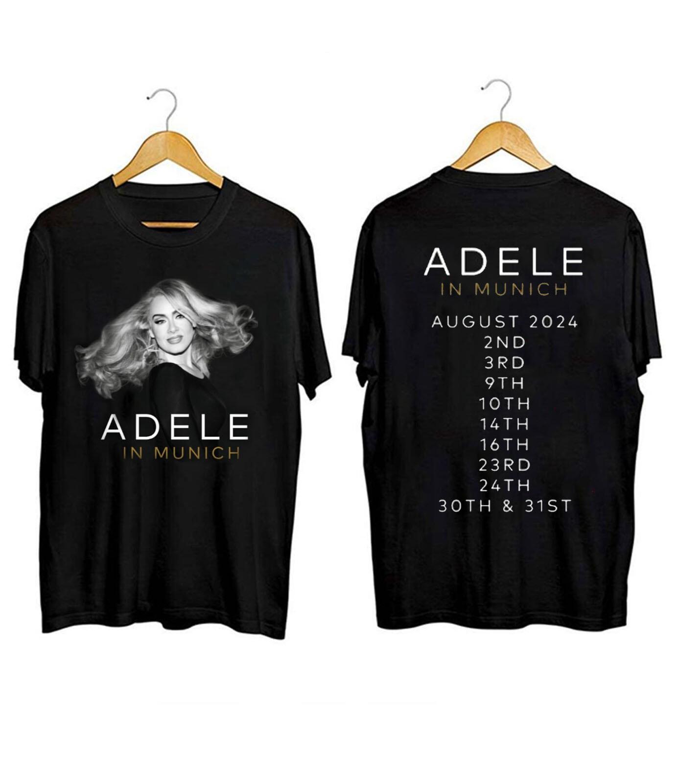 Adele In Munich August 2024 Music Tour Black T-Shirt Gift Fans S
