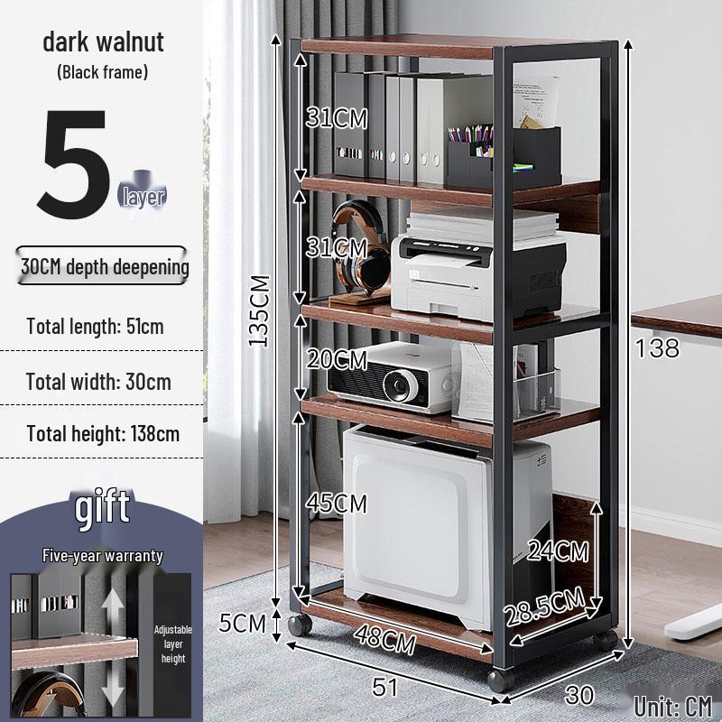 Floor-Standing Multi-Layer Mobile Printer Rack & Computer Host Organizer Cabinet
