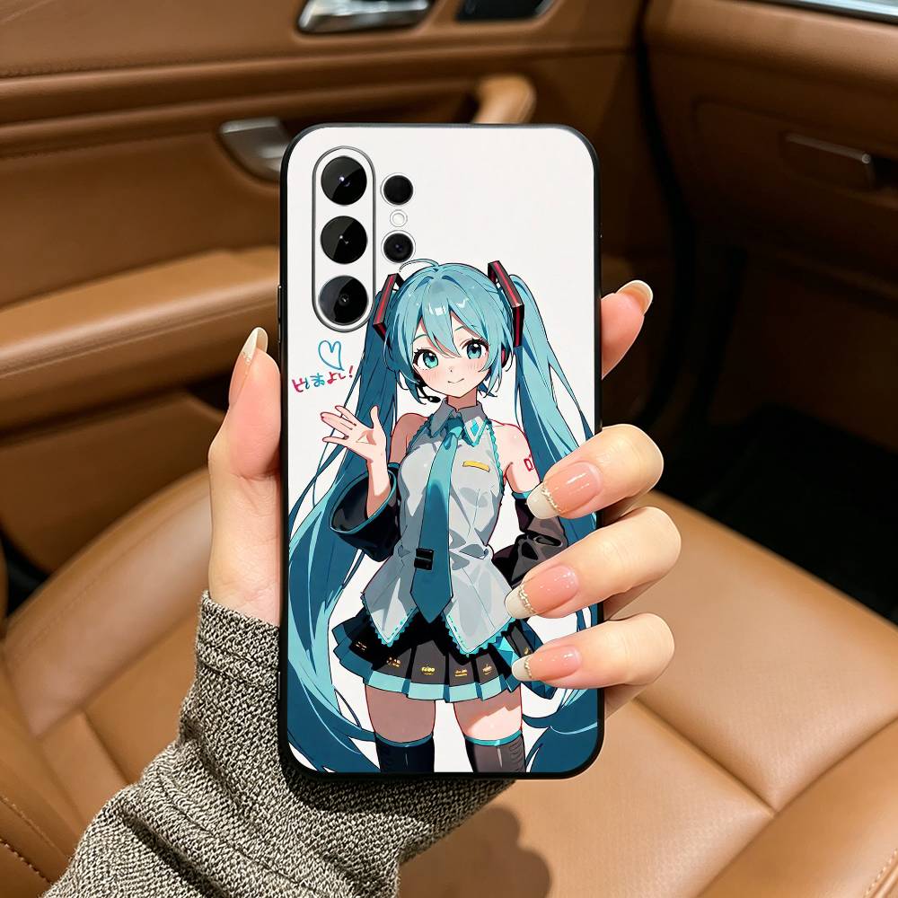 Anime H-Hatsune Miku Black Soft Silicone Phone Case for Samsung Ultra S25, S24, S21, S22, S23, S30, Plus, FE, Lite