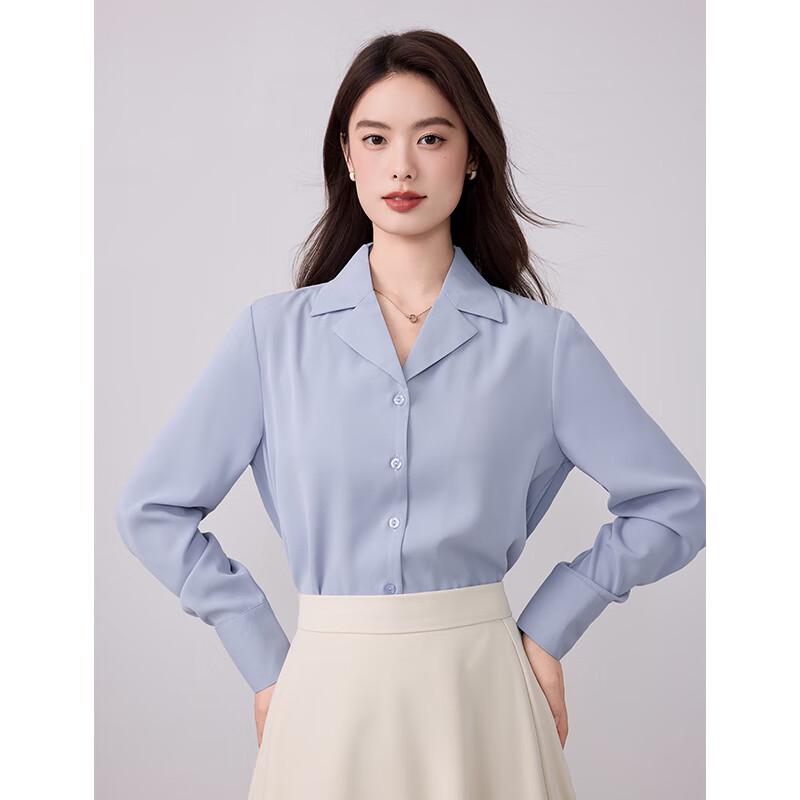 Teluoman Women s Non-Iron Cuban Collar Long-Sleeve Shirt 4XL